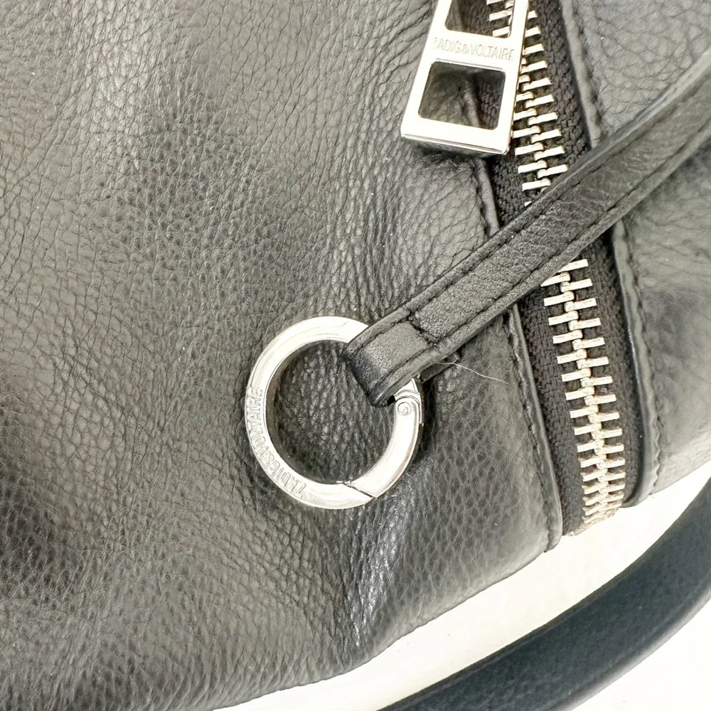 Zadig & Voltaire Black Leather Satchel with Silver Hardware